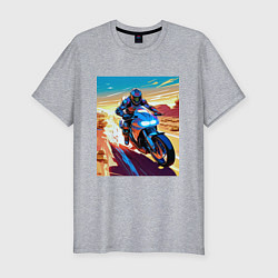 Футболка slim-fit Мотоциклист в пустыне, цвет: меланж