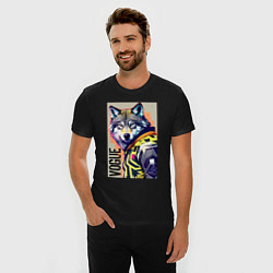 Футболка slim-fit Wolf fashionista - pop art, цвет: черный — фото 2