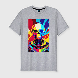 Футболка slim-fit Pop art skull, цвет: меланж