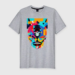 Футболка slim-fit Funny skull - pop art, цвет: меланж