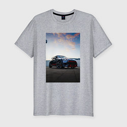 Мужская slim-футболка Авто на фоне неба