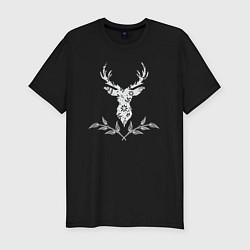 Футболка slim-fit Deer flowers, цвет: черный