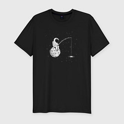 Мужская slim-футболка Рыбалка в космосе
