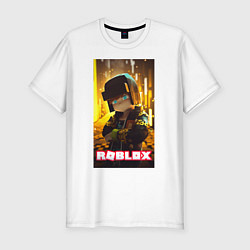 Футболка slim-fit Roblox yellow man, цвет: белый