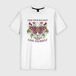 Футболка slim-fit Find your balance love yourself, цвет: белый