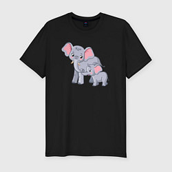 Мужская slim-футболка Elephants family