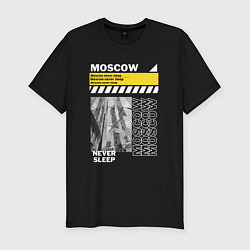 Футболка slim-fit Moscow never sleep, цвет: черный