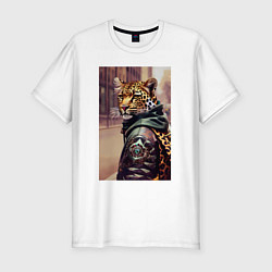 Футболка slim-fit Cool leopard - urban style - neural network, цвет: белый