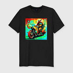 Мужская slim-футболка Викинг на мотоцикле