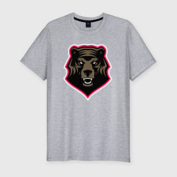 Футболка slim-fit Bear head, цвет: меланж