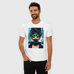 Футболка slim-fit Cool girl - cyberpunk - neural network, цвет: белый — фото 2