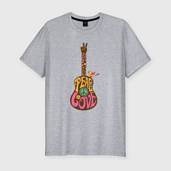 Мужская slim-футболка Peace guitar