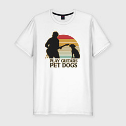 Мужская slim-футболка Гитары и собаки