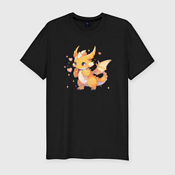 Мужская slim-футболка Милый жёлтый дракончик