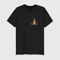 Футболка slim-fit Олень медитирует, цвет: черный