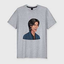 Футболка slim-fit Вампир для Хэллоуина - мультяшная стилизация, цвет: меланж