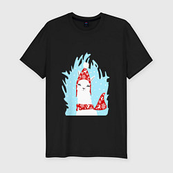 Мужская slim-футболка Лама - альпака в шапочке