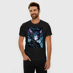 Футболка slim-fit Cyber cat - ai art, цвет: черный — фото 2