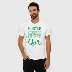 Футболка slim-fit Hustle hit never quit, цвет: белый — фото 2