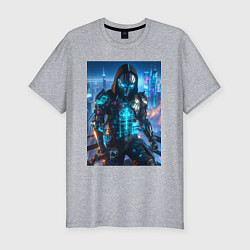 Футболка slim-fit Cyber man - ai art, цвет: меланж