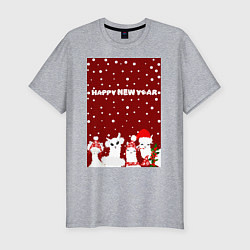 Футболка slim-fit Семья лам на новогодних каникулах, цвет: меланж