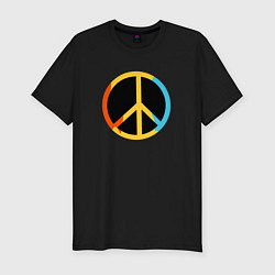 Мужская slim-футболка Хиппи знак разноцветный пацифик
