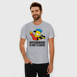 Футболка slim-fit Барт Симпсон скейтбордист, цвет: меланж — фото 2