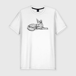 Футболка slim-fit Фенек лежит, цвет: белый