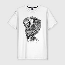 Футболка slim-fit Сова смотрит боком, цвет: белый