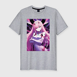 Футболка slim-fit Zero two Darling in the Franxx - ai art, цвет: меланж