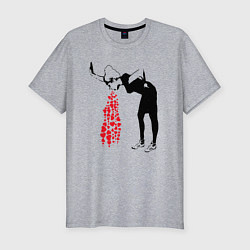 Мужская slim-футболка Девушку тошнит сердцами граффити Бэнкси
