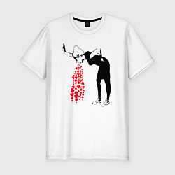 Мужская slim-футболка Девушку тошнит сердцами граффити Бэнкси
