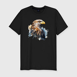 Мужская slim-футболка Акварельный орел в брызгах краски