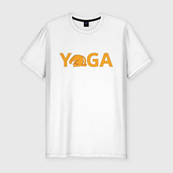 Мужская slim-футболка Йога кот