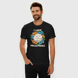 Футболка slim-fit I love volleyball, цвет: черный — фото 2