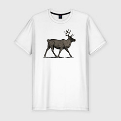 Мужская slim-футболка Северный олень в профиль