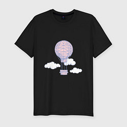 Футболка slim-fit Воздушный шар в облаках, цвет: черный