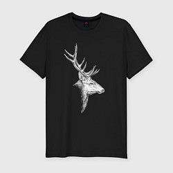 Мужская slim-футболка Профиль оленя белый