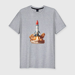 Мужская slim-футболка Взлет космической ракеты