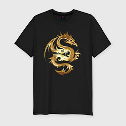 Футболка slim-fit Дракон из золота, цвет: черный