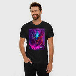Футболка slim-fit Happy dragon year - ai art muzzle, цвет: черный — фото 2
