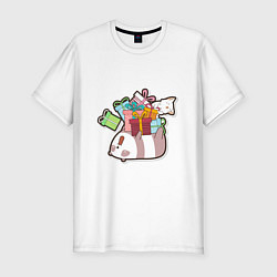 Мужская slim-футболка Панда и котик