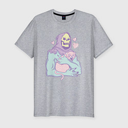 Футболка slim-fit Скелетор с котом, цвет: меланж