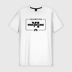 Футболка slim-fit GTA6 gaming champion: рамка с лого и джойстиком, цвет: белый