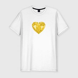 Футболка slim-fit Желтое алмазное сердце, цвет: белый