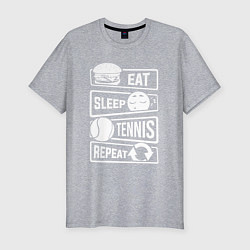 Мужская slim-футболка Еда сон теннис