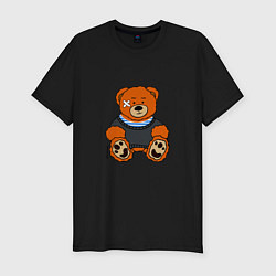 Футболка slim-fit Медведь Вова с пластырем, цвет: черный