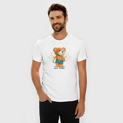 Футболка slim-fit Плюшевый медвежонок серфер, цвет: белый — фото 2