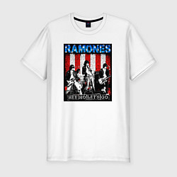 Футболка slim-fit Ramones hey ho lets go, цвет: белый