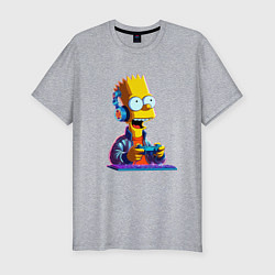 Футболка slim-fit Bart is an avid gamer, цвет: меланж